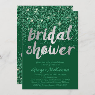 Emerald Glitter Bridal Shower-uitnodigingen Kaart