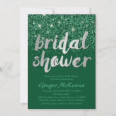 Emerald Glitter Bruids Douche Uitnodigingen (Voorkant)
