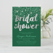 Emerald Glitter Bruids Douche Uitnodigingen (Staand voorkant)