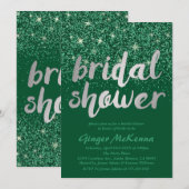 Emerald Glitter Bruids Douche Uitnodigingen (Voorkant / Achterkant)