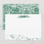 Emerald Glitter ⎢ Personalized Note Kaart Notitiekaartje (Voorkant / Achterkant)