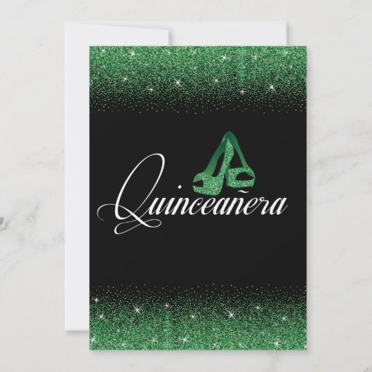 Emerald Glitter, Quinceanera-uitnodigingen Kaart (Achterkant)
