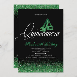 Emerald Glitter, Quinceanera-uitnodigingen Kaart
