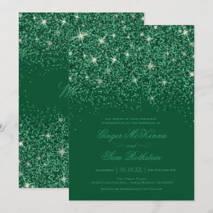 Emerald Glitter Wedding Invitations Kaart