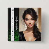 Emerald Glitz | Crown and Sash Pageant Button (Voorkant)