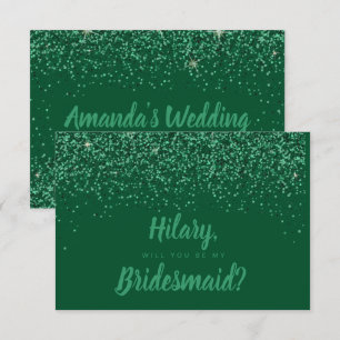 Emerald Glitz Glitter Bridesmaid Kaart