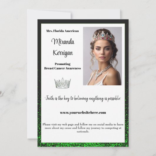 Emerald Glitz Pageant handtekening Kaarten (Achterkant)