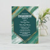 Emerald Gold Abstract Agaat Marmer Verloving Kaart (Staand voorkant)