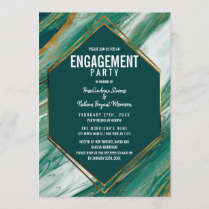 Emerald Gold Abstract Agaat Marmer Verloving Kaart