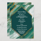 Emerald Gold Abstract Agaat Marmeren Trouwmenu Menu (Voorkant / Achterkant)