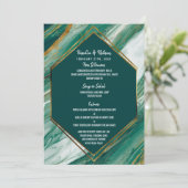Emerald Gold Abstract Agaat Marmeren Trouwmenu Menu (Staand voorkant)