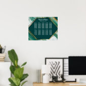 Emerald Gold Abstract Agate Marble Seating Chart Poster (Thuiskantoor)