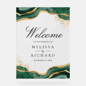 Emerald Gold Abstract Ink Wedding Welcome Acryl Bord (Voorkant)