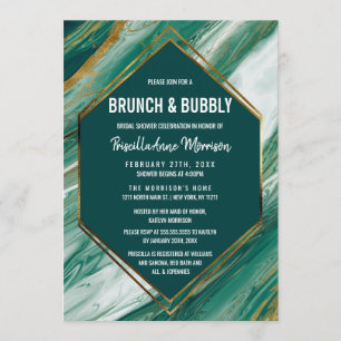 Emerald Gold Abstracte Agaat Marmeren Brunch Bubbl Kaart