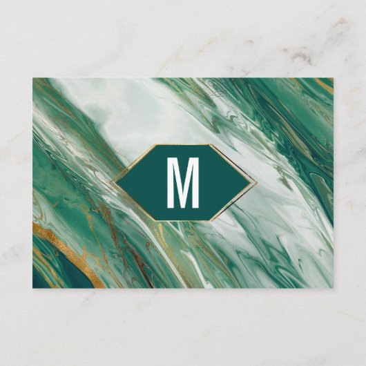 Emerald Gold Abstracte Agaat Marmeren Gift Registr Informatiekaartje (Achterkant)