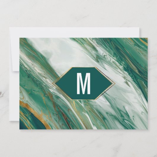 Emerald Gold Abstracte Agate Marble Save the Date (Achterkant)