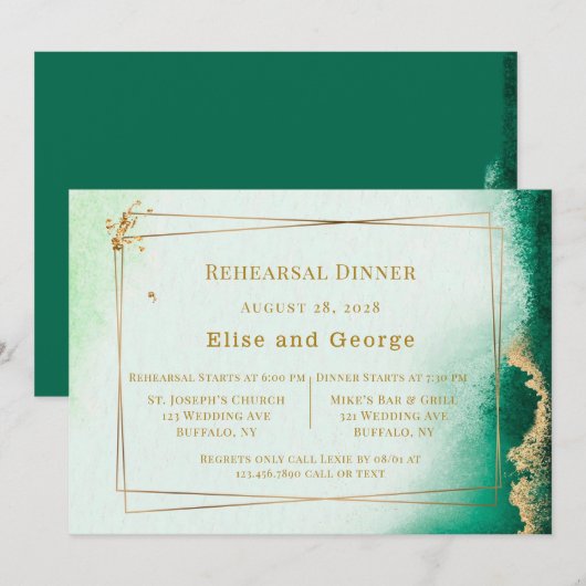 Emerald Gold Agaat geometrische repetitie diner Kaart (Voorkant / Achterkant)