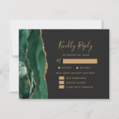Emerald Gold Agaat Maaltijden Dark Wedding RSVP (Voorkant)