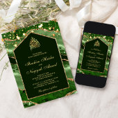 Emerald Gold Agate Marble Arch Muslim Wedding Kaart