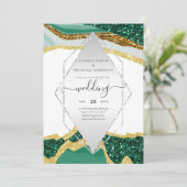 Emerald Gold AGATE - Moderne Trouw Uitnodiging (Staand voorkant)