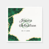 Emerald & Gold Agate White Elegant Wedding Servet (Voorkant)