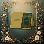 Emerald Gold Arabic arch Wedding  guest card Bedankkaart