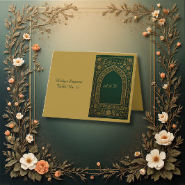 Emerald Gold Arabic arch Wedding  guest card Bedankkaart