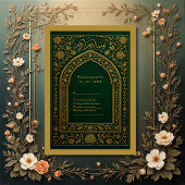 Emerald Gold Arabic arch Wedding RSVP Kaartje