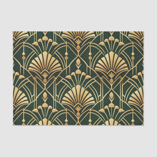 Emerald Gold Art Deco Pattern Tissuepapier (Voorkant)