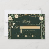 Emerald Gold Art Nouveau wedding meal choice RSVP (Voorkant)