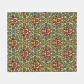 Emerald Gold Baroque Damask Fleece Deken (Voorkant (Horizontaal))