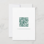 Emerald Gold Bloemen Script QR Code Trouwen RSVP Kaartje (Achterkant)