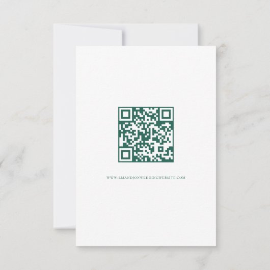 Emerald Gold Bloemen Script QR Code Trouwen RSVP Kaartje (Achterkant)