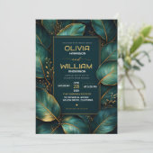 Emerald Gold Botanical Luxury Green Leaf  Kaart (Staand voorkant)