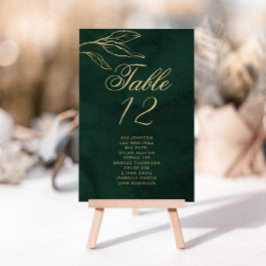 Emerald Gold Botanical Table Seating Chart cards Kaart