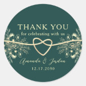 Emerald Gold bruiloft Dank u Ronde Sticker (Voorkant)