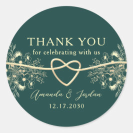 Emerald Gold bruiloft Dank u Ronde Sticker