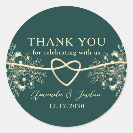 Emerald Gold bruiloft Dank u Ronde Sticker (Voorkant)