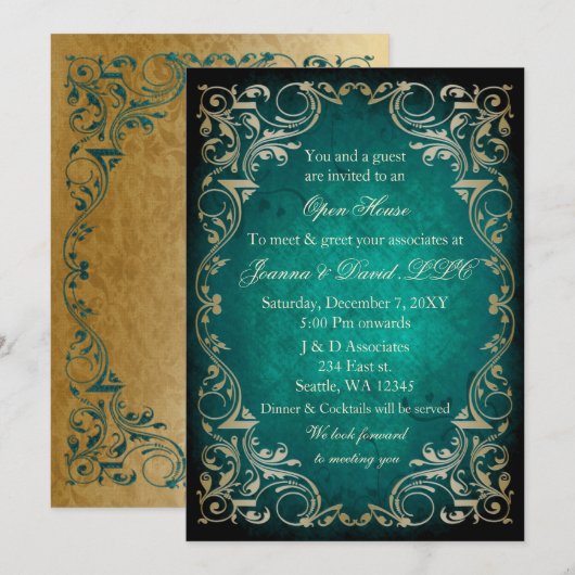 Emerald Gold Business Corporate Party Kaart (Voorkant / Achterkant)