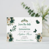 Emerald Gold Butterfly Tiara Quinceañera Save Date Save The Date (Staand voorkant)