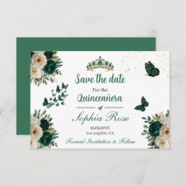 Emerald Gold Butterfly Tiara Quinceañera Save Date Save The Date