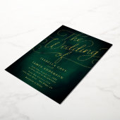 Emerald Gold Calligraphy Script Wedding Folie Uitnodiging (Gedraaid)