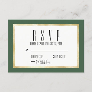 Emerald + Gold Classic Wedding Nodig RSVP-kaart ui RSVP Kaartje