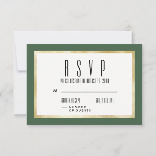 Emerald + Gold Classic Wedding Nodig RSVP-kaart ui RSVP Kaartje (Voorkant)