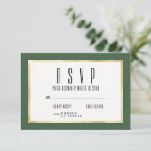 Emerald + Gold Classic Wedding Nodig RSVP-kaart ui RSVP Kaartje (Staand voorkant)