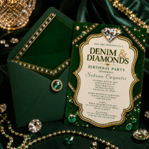 Emerald Gold Denim & Diamonds Verjaardagsfeestje