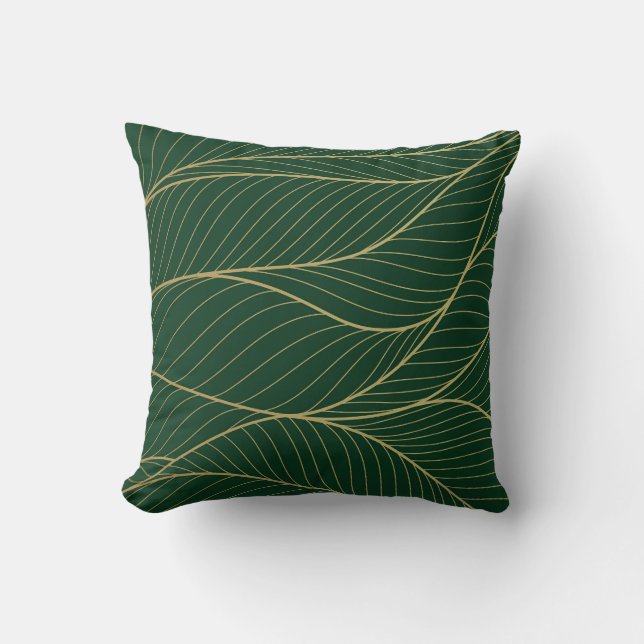 Emerald Gold Elegance: Luxe behangontwerp Kussen (Voorkant)