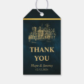 Emerald Gold Elegant Fairy Tale Wedding Favor Labe Cadeaulabel (Achterkant)