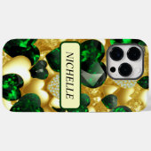 Emerald, Gold en Diamond Hearts Case-Mate iPhone Case (Achterkant (horizontaal))