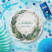 Emerald & Gold Floral Bridal Shower Papieren Bordje (Feest)